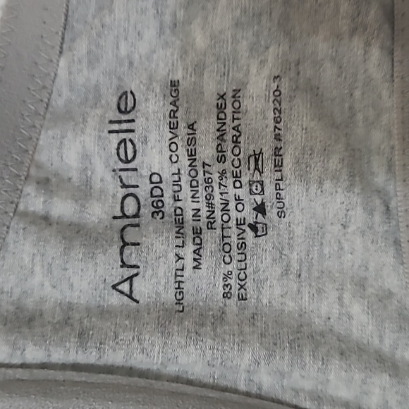 NWOT Ambrielle Heather Gray Lightly Lined Full Coverage Underwire Bra size 36DD - Picture 6 of 6